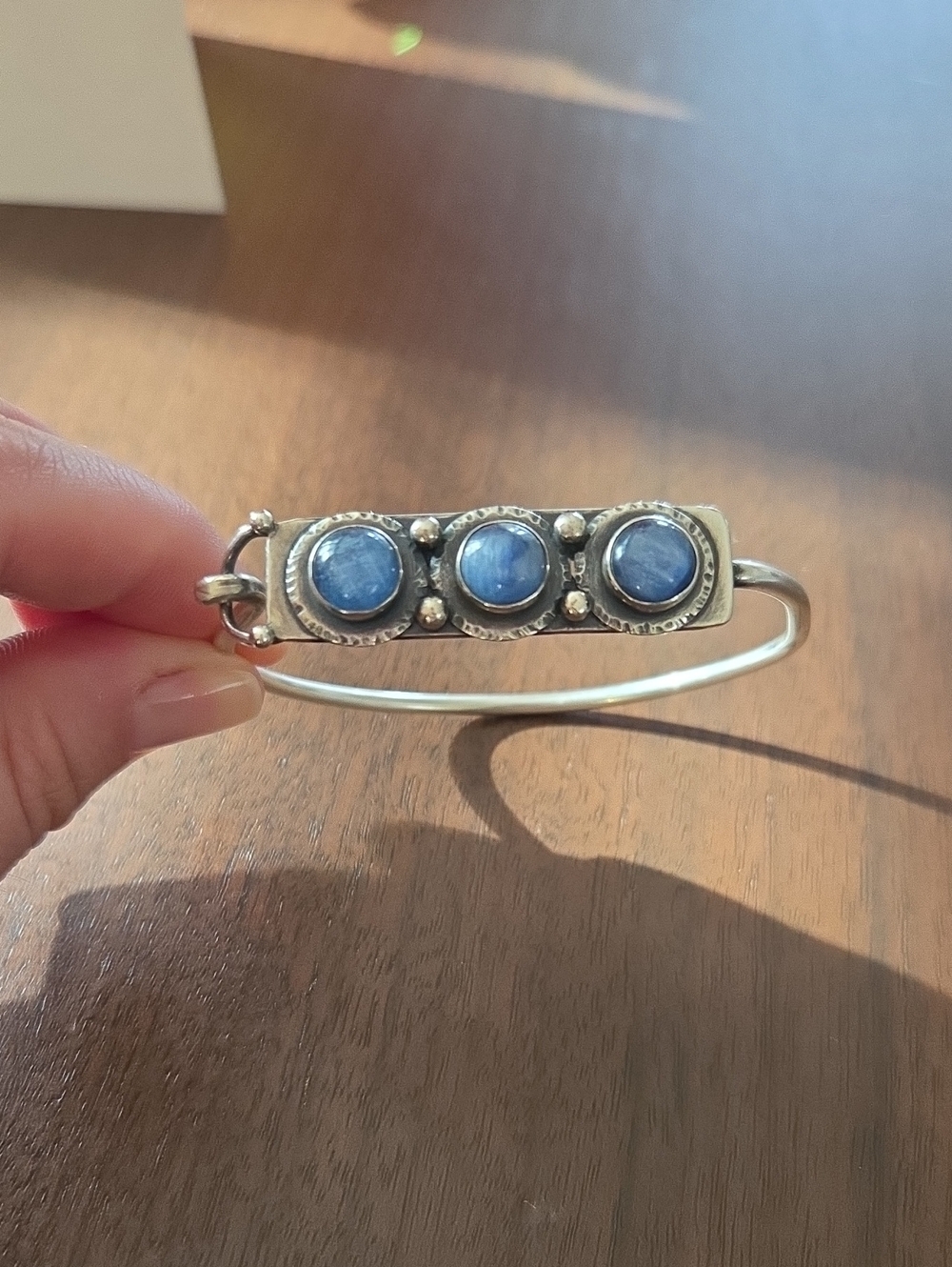 Blue Kyanite Sterling Silver Bangle